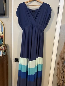 Robe maxi torride à volants challis rayure bleu lavande foncé taille 1 - longue - Photo 1/10