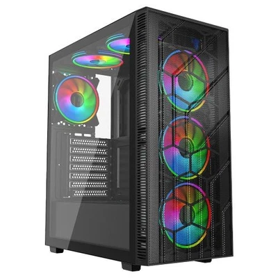 Vida Sirocco V2 Black Argb Gaming Case W/ Glass Window Atx 6X Argb Fans Mesh Fro - Image 1 of 2