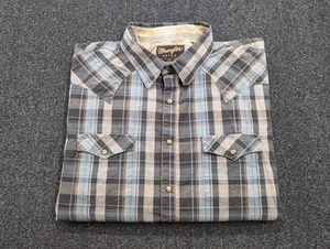 Wrangler Retro Premium Men's Pearl Snap Button Down Brown Plaid Thick Size 2XL - Picture 1 of 12