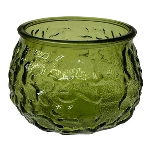 Green Crinkle Glass Bowl/Vase Vintage 1960's E O Brody Co - Picture 1 of 7