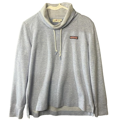 Camisa de oveja Vineyard Vines doble cara relajada cuello embudo para mujer azul medio Foto 1 de 4