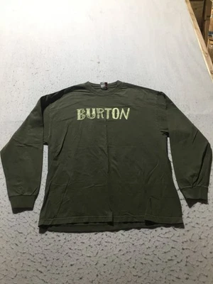 Burton T Shirt Mens XL Olive Green Spell Out Logo Long Sleeve Crew Neck - Image 1 of 4