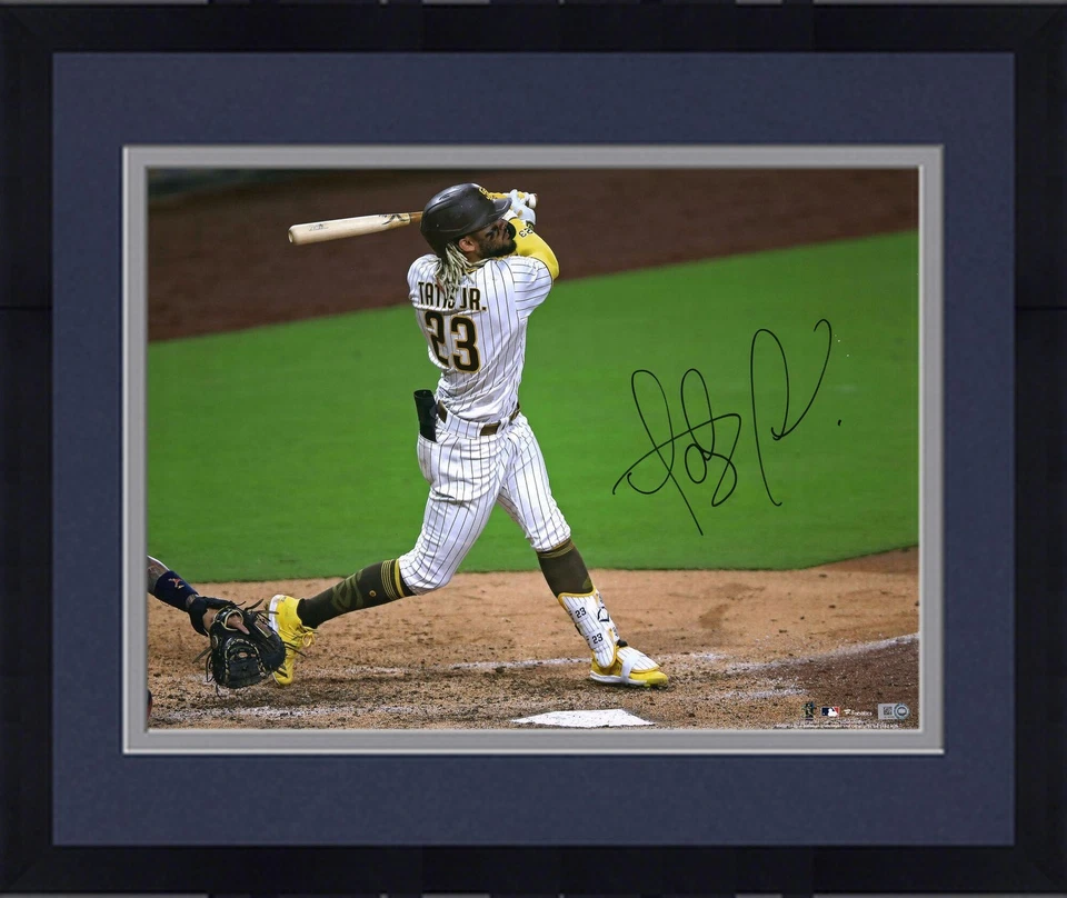 Framed Fernando Tatis Jr. San Diego Padres Signed 16" x 20" Hitting Photograph - Image 1 of 1