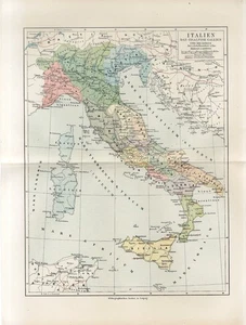 Mapa antiguo de ITALIA GALIA CISALPINA 1890 y LAS ISLAS EN EL SIGLO I a.C. - Imagen 1 de 1