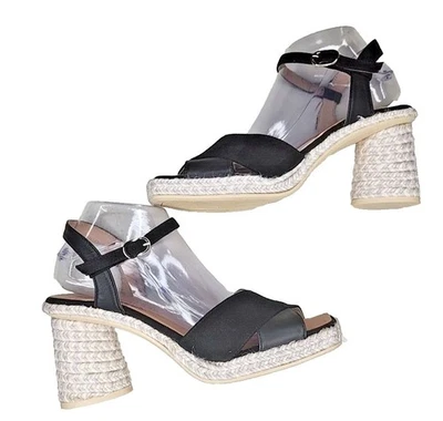 Eric Michael Zapatos Mujer 40 Sandalia Tacón Bloque Plataforma Moda Correa al Tobillo Negro Foto 1 de 4