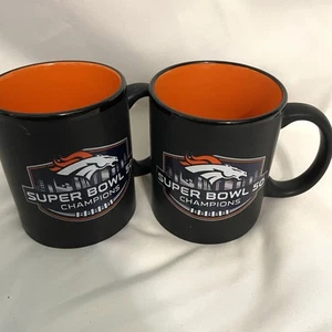 Denver Broncos 14 Unzen Schwarz Orange Matt Keramik Becher Super Bowl 50 Champ Menge 2 - Bild 1 von 6