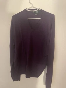 Brooks Brothers V-Ausschnitt Saxxon Wolle Pullover Lila Größe Large - Bild 1 von 4