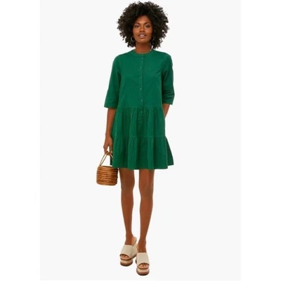 NUEVO CON ETIQUETAS APIECE APART Maurino Mini Vestido Cintura Caída Jadit Verde Mezcla de Lino Talla M Foto 1 de 4