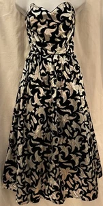 VTG 80s LA Glo Silver Black Lame Velvet Strapless Tulle Formal Prom Dress 9/10 - Picture 1 of 14
