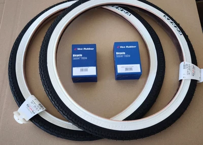 2 Fahrrad reifen 47-406 WEISSWAND 20 x 1.75 KENDA + 2 Schläuche AV BMX ANHÄNGER - Bild 1 von 3