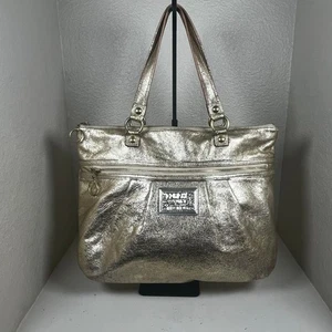Coach Poppy Metallic Gold Glam Bag 20361E light wear - see photos - Picture 1 of 11