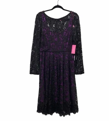 Vestido midi Isaac Mizrahi Crochet Encaje Superpuesto Nuevo con Etiquetas Púrpura Capricho Talla 16 Foto 1 de 4
