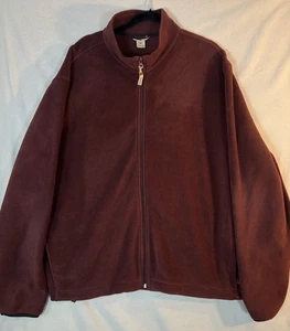 Woolrich Mens 2XL Full Zip Fleece Jacket Burgundy Outdoor Pockets Warm - Picture 1 of 23