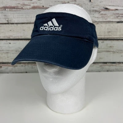 Adidas Azul Marino 3 Rayas Logo Visera Sombrero Para Hombre Ajuste Ajustable 100% Algodón Foto 1 de 4