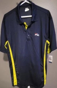 Fila Sport Herren Performance Golf Poloshirt Navy Blau W Neongrün Seitenteil XXL - Bild 1 von 5