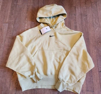 NUEVO CON ETIQUETAS Para mujeres Nike Ropa Deportiva de Gran Tamaño Polar Sudadera con Capucha XS Tawny Amarillo Mostaza Foto 1 de 4