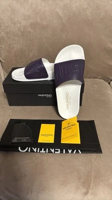 Valentino Violet & White Slide Sandals-size 7 - Image 1 of 4