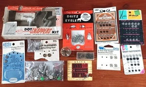 Vtg Lot Dritz Sewing Snaps Eyelets Tools Snappers Kit Fasteners & More - Picture 1 of 5