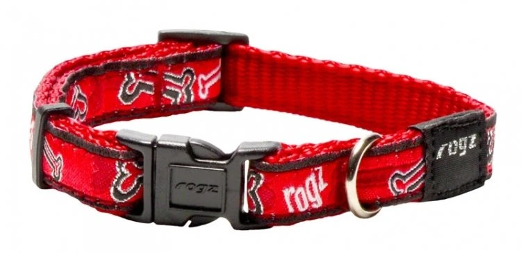 Collar de perro Rogz elegante, hueso rojo MED Foto 1 de 1
