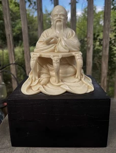 Vintage detaillierte Elfenbein Harz Kunstknochen männliche chinesische Kaiser Statue 9,5 hoch - Bild 1 von 6