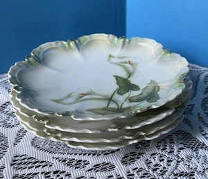 Vintage Germany Calla Lily Plate Set Of 4 Porcelain - Picture 1 of 16