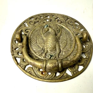 Vintage Messing geflügelter Vogel Türklopfer Gans Ente 6,25" rund - Bild 1 von 10