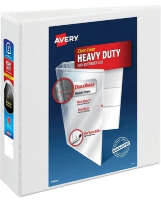 Case Avery Heavy-Duty View 3 Ring Binder, 3" One Touch EZD Rings, 4 White Binder - Image 1 of 4