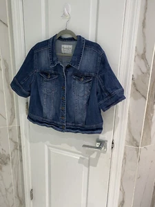 Chaqueta de mezclilla azul recortada recortada American Rag Cie para mujer talla pequeña - Imagen 1 de 12