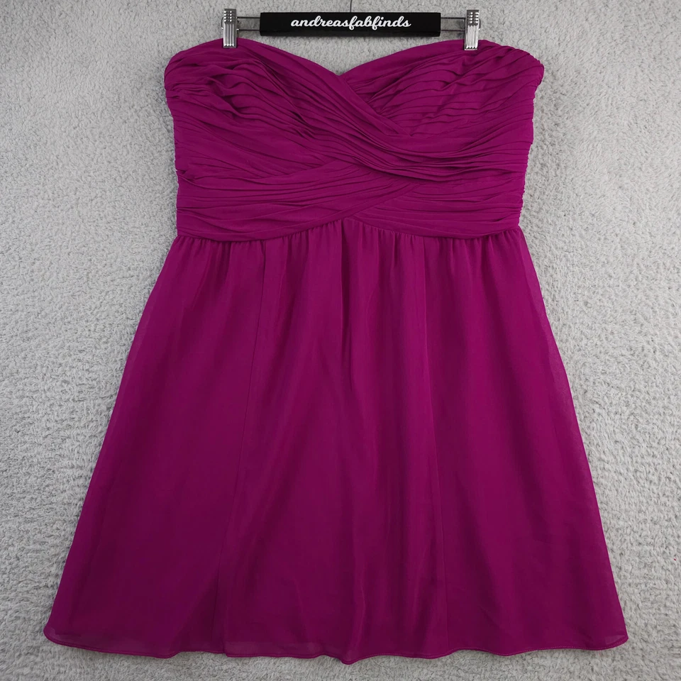 Vestido Lauren Ralph Lauren 16 Púrpura Sin Tirantes Vestido de Noche Plisado Gasa ALTERADO Foto 1 de 4