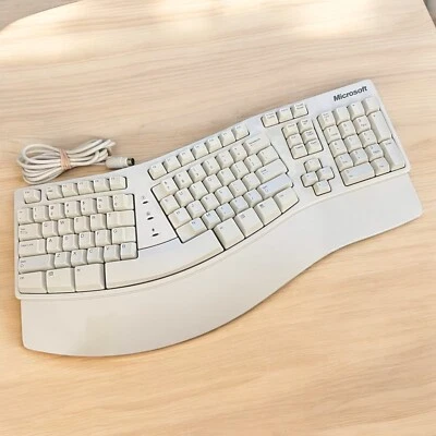 Microsoft Natural Keyboard Elite White KU-0045 X06-19331 Wired PS/2 Ergonomic - Image 1 of 4