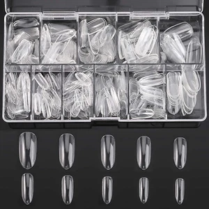 500PCS Oval Shaped Fake Clear Nail Tips for Acrylic Nails Full Cover, 10 Sizes - Picture 1 of 12