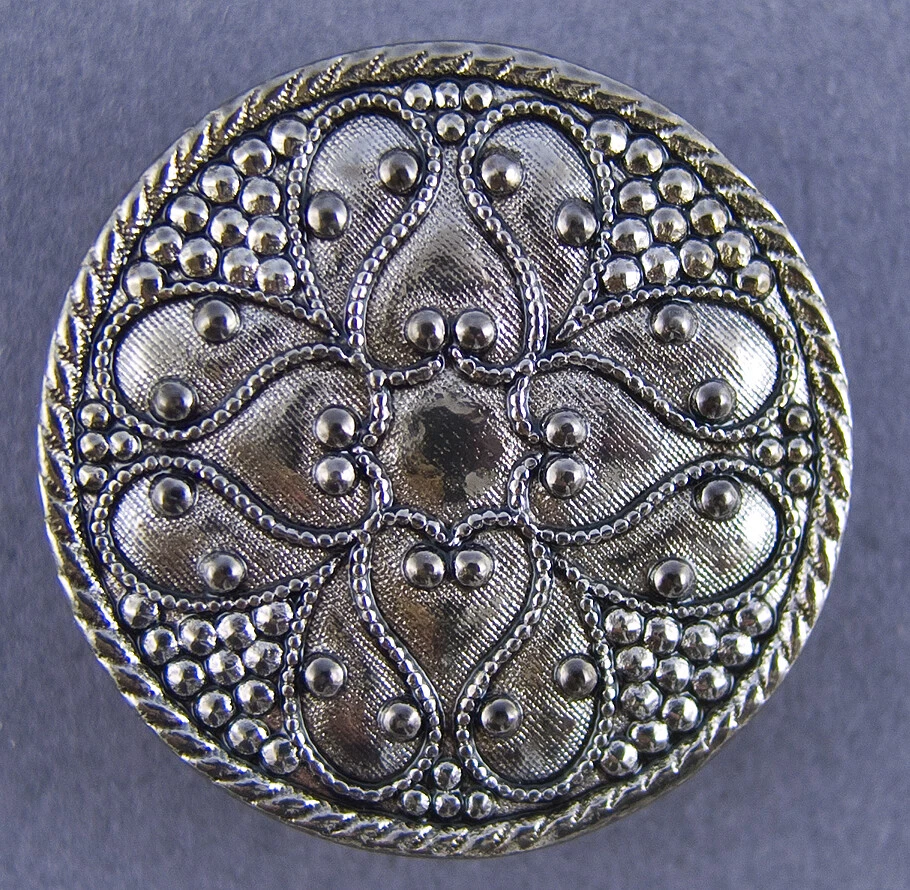 DECORATIVE METAL BUTTON SET - ANTIQUE SILVER - 2 BUTTON SET - Image 1 of 1