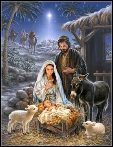 Savior is Born - Counted Cross Stitch Patterns - Color & BW Symbols Charts - Picture 1 of 2