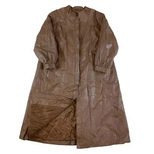 Vintage 80s ‘Werner Graumann’ Light Brown Long Leather Jacket L 16 18 - Picture 1 of 3
