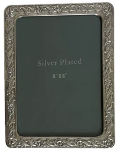 Silver Plated Photograph Frame 6" x 8" Freestanding Picture Floral Edge Design - Picture 1 of 9