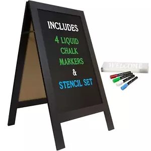 Large Sturdy Handcrafted 40" x 20" Wooden A-Frame Chalkboard Display / 4 Liquid - Picture 1 of 7