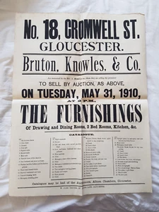 ORIGINAL EDWARDIAN 1910 AUCTION POSTER,18 CROMWELL STREET GLOUCESTER, - Picture 1 of 7