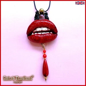 Necklace Jewelry Women Sexy Lips Erotic Vampire Kiss Hip Hop Rapper Trapstar Bib - Picture 1 of 24