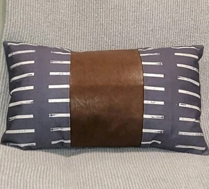 Natural Union Faux Leather Decorative Throw Pillow Cover 12" x 20" Gray - Picture 1 of 7