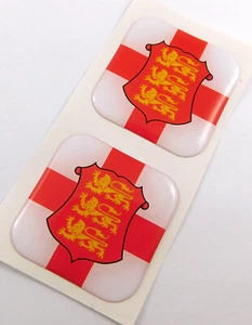England flag Square Domed Decal car bike gel stickers 1.5" 2pc - Imagen 1 de 2
