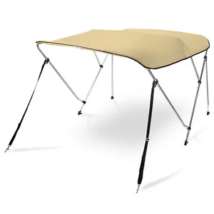 Bow Bimini Top Cover Sun Shade Boat Canopy , 6'L x 46" H x 61"-66" W, Sand - Picture 1 of 7