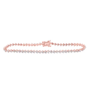 14kt Rose Gold Womens Round Diamond Single Row Tennis Bracelet 1-7/8 Cttw - Picture 1 of 1