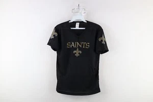 Vintage 90s Boys Medium Spell Out Mesh New Orleans Saints Football Jersey Black - Picture 1 of 9