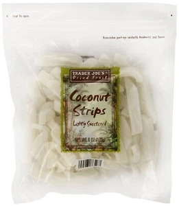 Trader Joe's 6 oz. COCONUT STRIPS Lightly Sweetened Dried Fruit ** BB 10/2025 ** - Picture 1 of 2