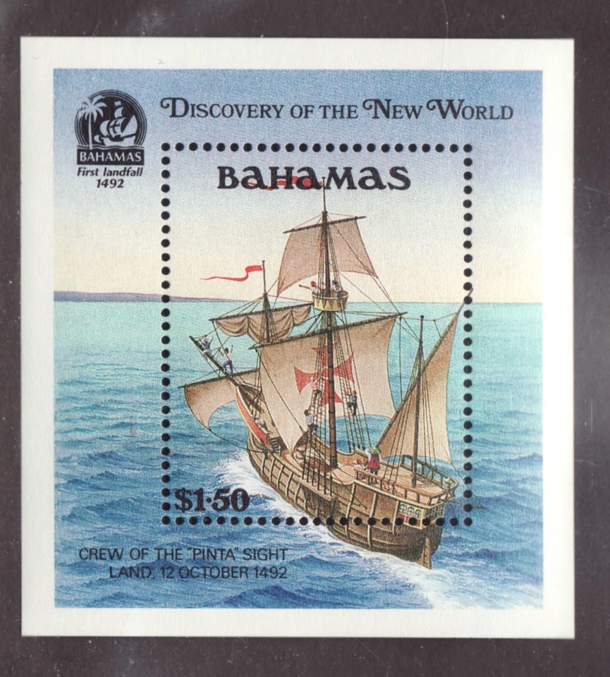 1991  #729 Bahamas MNH sailing ship souvenir stamp  cv$13 - Image 1 of 1