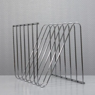 Porte revues Z vintage acier chromé design François Arnal Atelier A 1970s - Photo 1/4