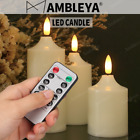 3PCS Flicker Flameless LED Pillar Candles Battery Operated Timer Remote Control