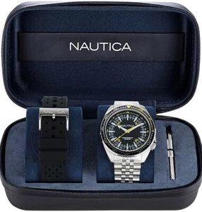 Orologio Uomo Nautica Confezione Doppio Cinturino Gomma Acciaio + Cacciavite - Imagen 1 de 5