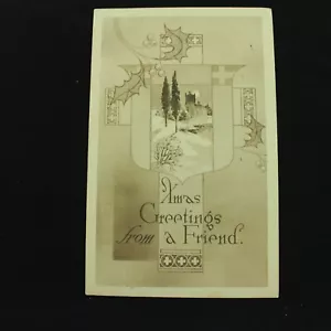 VTG POSTCARD - XMAS GREETINGS FRIEND - 1912 COVER - Picture 1 of 2