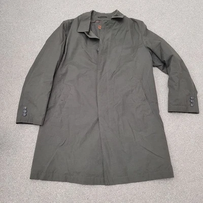 M&S Coat mens Size Large 42 Chest Long Khaki Green Zip In Liner Outdoors Trench - Image 1 of 4